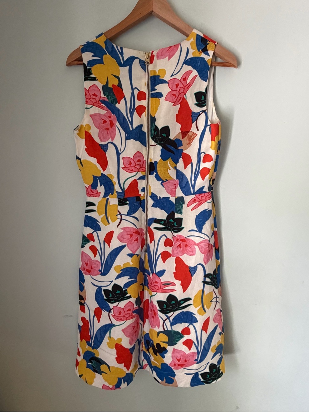J.Crew Floral Linen Lyocell Fit & Flare Dress Size 4 Morning Floral V-Neck - Picture 3 of 8